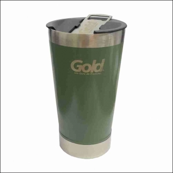 COPO TERMICO COM TAMPA E ABRIDOR 473ML VERDE GOLD