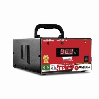 CARREGADOR DE BATERIA 10AH/12V PARA BATERIAS DE 12AH A 70AH BIVOLT