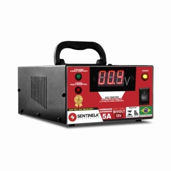 CARREGADOR DE BATERIA 5AH/12V PARA BATERIAS DE 7AH A 42AH BIVOLT