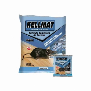 RATICIDA GRANULADO CEREAIS KELLMAT EMBALAGEM COM 40 PCTE DE 25G (1KG)
