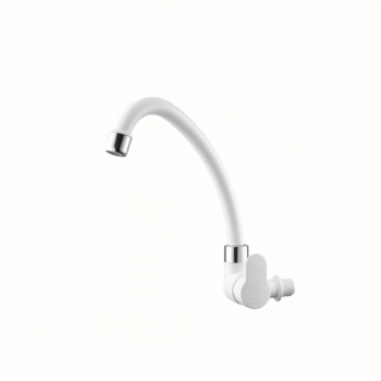TORNEIRA PLASTICA GIRATORIA PAREDE ALTA BRANCA E CROMADA 1/4V TIVOLI