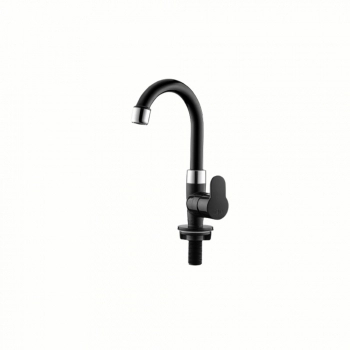 TORNEIRA PLASTICA LAVATORIO GIRATORIA ALTA PRETA E CROMADA 1/4V TIVOLI