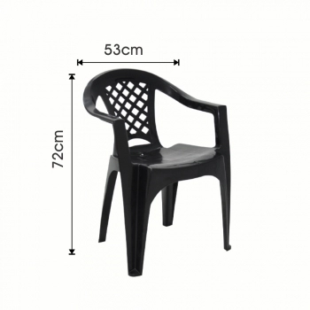 CADEIRA POLTRONA PLASTICA ADULTO COM BRACO PRETA