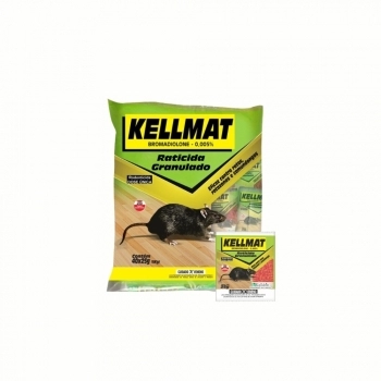 RATICIDA GRANULADO KELLMAT EMBALAGEM COM 40 PCTE DE 25G (1KG)