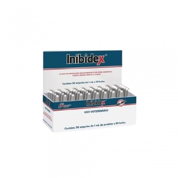 INIBIDEX INJETAVEL PARA CAES E GATOS CAIXA COM 50 AMPOLAS DE 1 ML