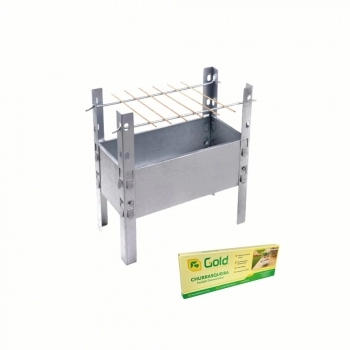 CHURRASQUEIRA PORTATIL DESMONTAVEL AÇO GALVANIZADO ESPETINHO GOLD
