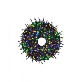 LUZ DE NATAL CORDAO 100 LEDS COLORIDO 8 FUNCOES FIO VERDE 10 METROS