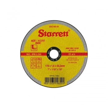 DISCO CORTE ACO INOX CORTE FINO 7X1,6MM STARRETT