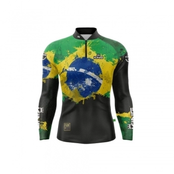CAMISETA MANGA LONGA COM PROTECAO UV 50 ESTAMPA BRASIL TAM. G