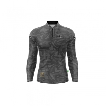 CAMISETA MANGA LONGA COM PROTECAO UV 50 ESTAMPA CINZA CAMUFLADA TAM. G