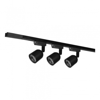 TRILHO LED 3 SPOTS DE 7W 3.000K COMPLETO 1,0M PRETO