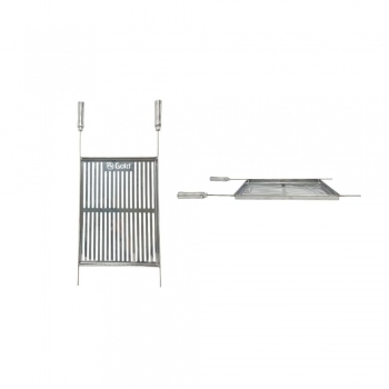 GRELHA ACO INOX PRO GRANDE 44,5CMX85CM COM BORDA E CABO TERMICO GOLD
