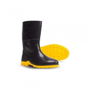 BOTA PVC PRETA COM SOLA AMARELA CANO CURTO N 36/37