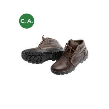 BOTINA DE SEGURANCA PROFISSIONAL REFORCADA MARROM COM CADARÇO SOLADO DE BORRACHA BIQUEIRA EM PVC N 44