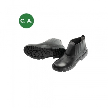 BOTINA DE SEGURANCA PROFISSIONAL REFORCADA PRETA COM ELASTICO SOLADO DE BORRACHA BIQUEIRA EM PVC N 38