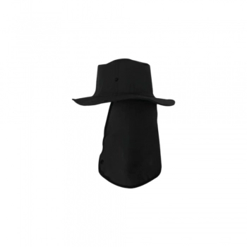 CHAPEU PESCADOR COM PROTETOR DE PESCOCO PRETO TECIDO OXFORD