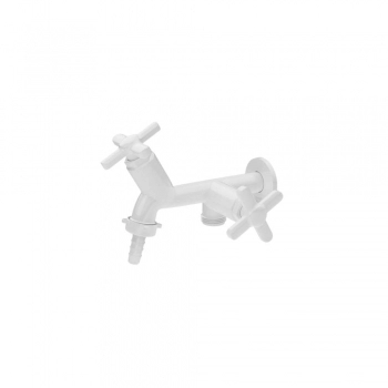 TORNEIRA PLASTICA PARA MAQUINA E TANQUE 1/2 COM BICO PAREDE BRANCA