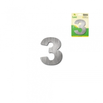 NUMERO RESIDENCIAL PARA PORTA CASA E APARTAMENTO EM ACM ACO ESCOVADO 6,0CM N 3