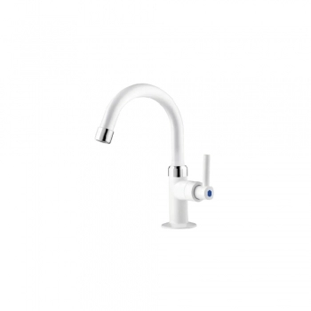 TORNEIRA LAVATORIO GIRATORIA DE BALCAO ALTA BRANCA 1/4 DE VOLTA ABS GOLD