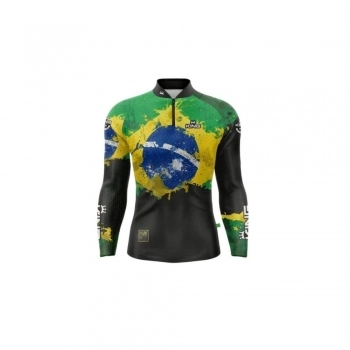 CAMISETA MANGA LONGA COM PROTECAO UV 50 ESTAMPA BRASIL TAM. GG