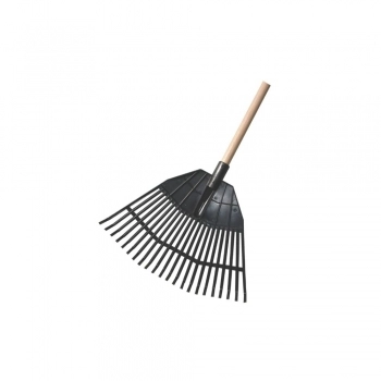 VASSOURA PARA JARDIM PLASTICO COM CABO 22 DENTES PRETA 13310