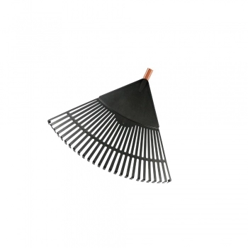 VASSOURA PARA JARDIM PLASTICA EXTRA GRANDE COM CABO 26 DENTES PRETA