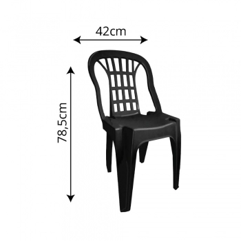 CADEIRA POLTRONA PLASTICA ADULTO SEM BRACO BISTRO SERRO PRETA