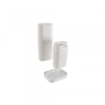 PORTA SABONETE LIQUIDO DE BALCAO + PORTA OBJETOS BRANCO/CROMADO KBB2/2