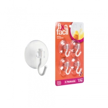 CABIDE PLASTICO COM VENTOSA COM 4UN 3,2X5,2CM BRANCO 2581