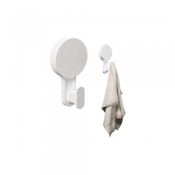 PORTA TOALHA CABIDE PARA BANHEIRO GANCHO PLASTICO COM ADESIVO PARA FIXACAO BRANCA