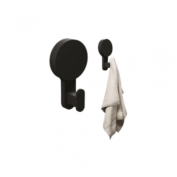 CABIDE PARA BANHEIRO GANCHO PLASTICO COM ADESIVO PARA FIXACAO PRETO