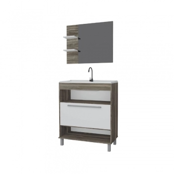 ARMARIO PARA BANHEIRO 80CM BRANCO/SMOOKED