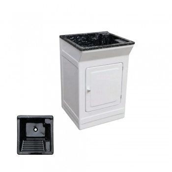 TANQUE GABINETE EM FIBRA BRANCO COM CUBA EM MARMORITE 40L BERLIM 86X55X56CM
