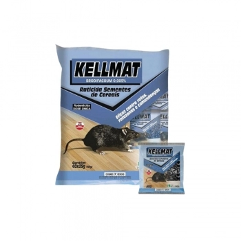 RATICIDA GRANULADO KELLMAT EMBALAGEM COM 40 PCTE DE 25G (1KG)