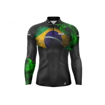 CAMISETA MANGA LONGA COM PROTECAO UV 50 ESTAMPA BRASIL TAM. M