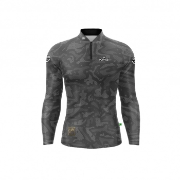 CAMISETA MANGA LONGA COM PROTECAO UV 50 ESTAMPA CINZA CAMUFLADA TAM. 8 INFANTIL