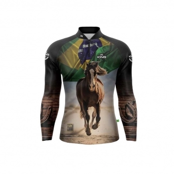 CAMISETA MANGA LONGA COM PROTECAO UV 50 AGRO CAVALO TAM. M