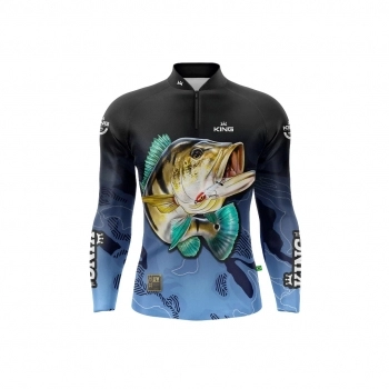 CAMISETA MANGA LONGA COM PROTECAO UV 50 PESCADOR PEIXE TAM. EX