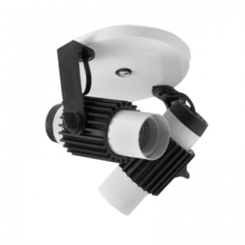 SPOT COM ALETA PRETA 2 LAMPADA CORPO BRANCO