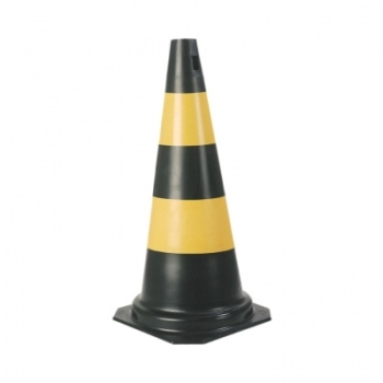 CONE PLASTICO PRETO E AMARELO 50CM