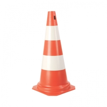 CONE PLASTICO LARANJA E BRANCO 75CM