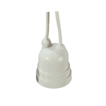 SUPORTE SOQUETE PARA LAMPADA PENDENTE COM RABICHO BRANCO 30134