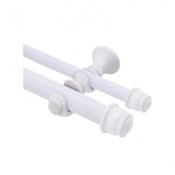 KIT VARAO PARA CORTINA DUPLO BRANCO 2,0M