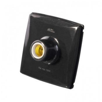PLAFON PLASTICO QUADRADO LUXO COM SOQUETE PORCELANA PRETO 30130