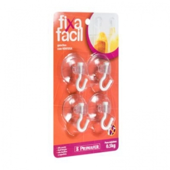 CABIDE PLASTICO COM VENTOSA COM 4UN 3,2X5,2CM BRANCO 2581