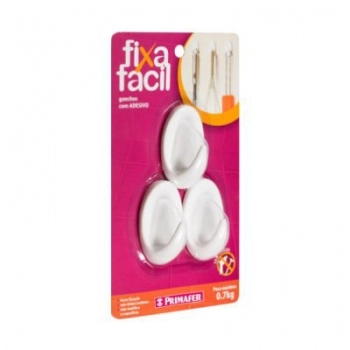 CABIDE PLASTICO COM ADESIVO COM 03UN 3,2X5,2CM 0,7KG BRANCO 2502
