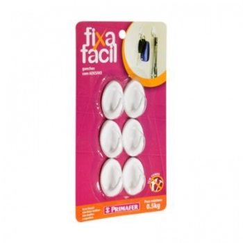 CABIDE PLASTICO COM ADESIVO COM 06UN 2,5X3,5 0,5KG BRANCO 2501