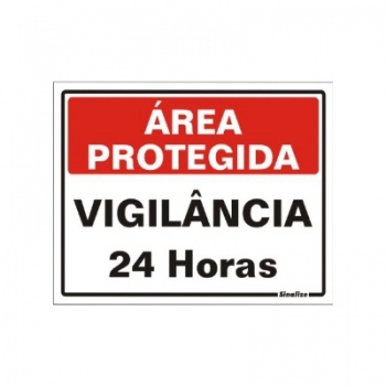 PLACA DE SINALIZACAO 20X30CM AREA PROTEGIDA VIGILANCIA 24 HORAS 220BN