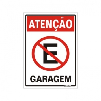 PLACA DE SINALIZACAO 20X30CM ATENCAO GARAGEM 250AZ