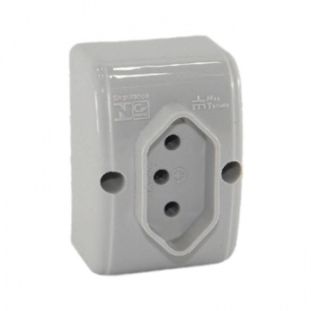 TOMADA EXTERNA RETANGULAR 10A 2P+T CINZA 39095